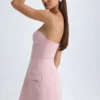 Vestito corto senza spalline Arta con struttura a tulipano in rosa malva