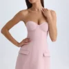 Vestito corto senza spalline Arta con struttura a tulipano in rosa malva