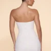 Vestito corto senza spalline con collo a cappuccio decorato Basel in avorio