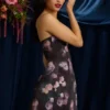 Vestito corto senza spalline Liliosa a tulipano strutturato con stampa floreale nera