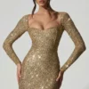 Vestito corto Sephina con scollo a cuore decorato in oro Vestito corto Sephina con scollo a cuore decorato in oro