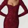 Vestito corto Sephina con scollo a cuore decorato in rosso