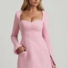 Vestito corto strutturato Tacita con scollo a cuore in rosa tenue