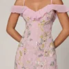 Vestito corto svasato con allacciatura decorata Jacira in rosa tenue