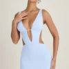 Vestito corto svasato con cut-out Gaia in blu pervinca Vestito corto svasato con cut-out Gaia in blu pervinca