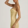 Vestito corto trasparente con decorazioni e scollo quadrato Averie in giallo Vestito corto trasparente con decorazioni e scollo quadrato Averie in giallo