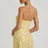 Vestito corto trasparente con decorazioni e scollo quadrato Averie in giallo Vestito corto trasparente con decorazioni e scollo quadrato Averie in giallo