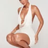Vestito corto Versailles con scollo profondo e decorazioni in bianco