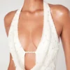 Vestito corto Versailles con scollo profondo e decorazioni in bianco