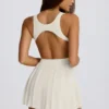 Vestito da tennis plissettato con schiena scoperta Soft Active in avorio