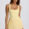 Vestito da tennis plissettato con schiena scoperta Soft Active in giallo limone