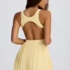 Vestito da tennis plissettato con schiena scoperta Soft Active in giallo limone