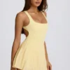 Vestito da tennis plissettato con schiena scoperta Soft Active in giallo limone