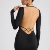 Vestito Demelza a maniche lunghe con scollo a cuore in nero Vestito Demelza a maniche lunghe con scollo a cuore in nero