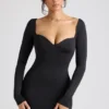 Vestito Demelza a maniche lunghe con scollo a cuore in nero Vestito Demelza a maniche lunghe con scollo a cuore in nero