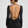 Vestito Demelza a maniche lunghe con scollo a cuore in nero Vestito Demelza a maniche lunghe con scollo a cuore in nero