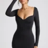 Vestito Demelza a maniche lunghe con scollo a cuore in nero Vestito Demelza a maniche lunghe con scollo a cuore in nero