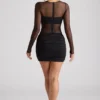 Vestito Essie con maniche lunghe e inserti trasparenti in nero Vestito Essie con maniche lunghe e inserti trasparenti in nero