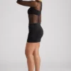 Vestito Essie con maniche lunghe e inserti trasparenti in nero Vestito Essie con maniche lunghe e inserti trasparenti in nero