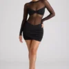 Vestito Essie con maniche lunghe e inserti trasparenti in nero Vestito Essie con maniche lunghe e inserti trasparenti in nero