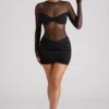 Vestito Essie con maniche lunghe e inserti trasparenti in nero Vestito Essie con maniche lunghe e inserti trasparenti in nero