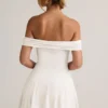 Vestito Jaida in modal con spalle scoperte e linea ad A, bianco Vestito Jaida in modal con spalle scoperte e linea ad A, bianco