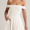 Vestito Jaida in modal con spalle scoperte e linea ad A, bianco Vestito Jaida in modal con spalle scoperte e linea ad A, bianco