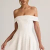 Vestito Jaida in modal con spalle scoperte e linea ad A, bianco Vestito Jaida in modal con spalle scoperte e linea ad A, bianco
