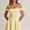 Vestito Jaida in modal con spalle scoperte e linea ad A in color sorbetto al limone Vestito Jaida in modal con spalle scoperte e linea ad A in color sorbetto al limone