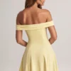 Vestito Jaida in modal con spalle scoperte e linea ad A in color sorbetto al limone Vestito Jaida in modal con spalle scoperte e linea ad A in color sorbetto al limone