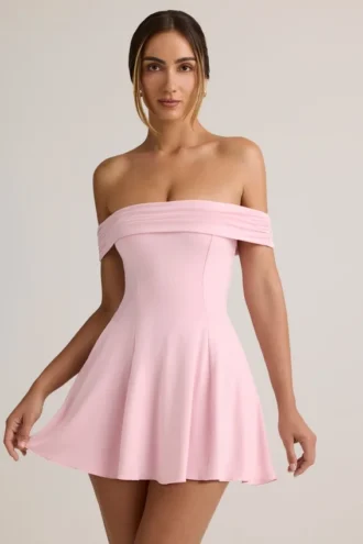 Vestito Jaida in modal con spalle scoperte e linea ad A in rosa confetto