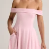 Vestito Jaida in modal con spalle scoperte e linea ad A in rosa confetto Vestito Jaida in modal con spalle scoperte e linea ad A in rosa confetto