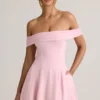 Vestito Jaida in modal con spalle scoperte e linea ad A in rosa confetto Vestito Jaida in modal con spalle scoperte e linea ad A in rosa confetto