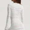Vestito Jolessa in maglia pointelle con bordi arricciati, bianco Vestito Jolessa in maglia pointelle con bordi arricciati, bianco