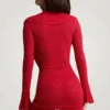 Vestito Jolessa in maglia pointelle con bordi arricciati, rosso scarlatto Vestito Jolessa in maglia pointelle con bordi arricciati, rosso scarlatto