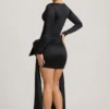Vestito Karelyn con fiocco e arricciature in nero Vestito Karelyn con fiocco e arricciature in nero