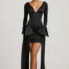 Vestito Karelyn con fiocco e arricciature in nero Vestito Karelyn con fiocco e arricciature in nero