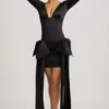 Vestito Karelyn con fiocco e arricciature in nero Vestito Karelyn con fiocco e arricciature in nero