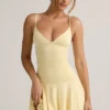 Vestito Kelbie in modal arricciato a trapezio in giallo crema Vestito Kelbie in modal arricciato a trapezio in giallo crema