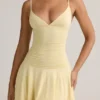 Vestito Kelbie in modal arricciato a trapezio in giallo crema Vestito Kelbie in modal arricciato a trapezio in giallo crema