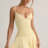Vestito Kelbie in modal arricciato a trapezio in giallo crema Vestito Kelbie in modal arricciato a trapezio in giallo crema
