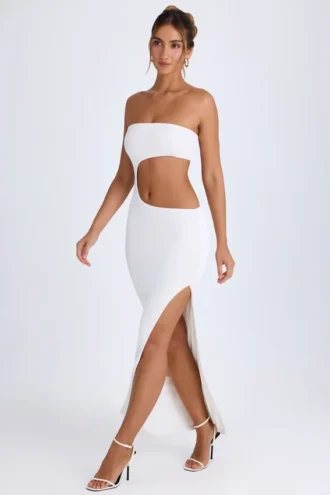 Vestito lungo a fascia con cut-out Kaikoa in bianco