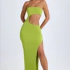Vestito lungo a fascia con cut-out Kaikoa in verde pera Vestito lungo a fascia con cut-out Kaikoa in verde pera