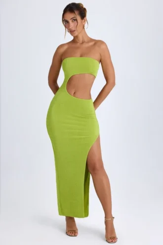 Vestito lungo a fascia con cut-out Kaikoa in verde pera