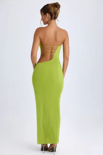 Vestito lungo a fascia con cut-out Kaikoa in verde pera