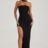 Vestito lungo a fascia con decorazioni Belgravia in nero Vestito lungo a fascia con decorazioni Belgravia in nero