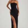 Vestito lungo a fascia con decorazioni Belgravia in nero Vestito lungo a fascia con decorazioni Belgravia in nero