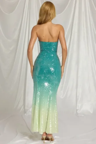 Vestito lungo a fascia Maelle in blu sfumato