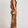 Vestito lungo a fascia Nottola con decorazioni 3D in oro Vestito lungo a fascia Nottola con decorazioni 3D in oro