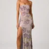 Vestito lungo a sirena con cut-out decorati Lucienne in lilla Vestito lungo a sirena con cut-out decorati Lucienne in lilla